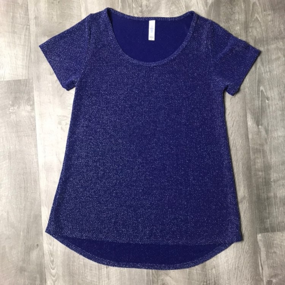 Lularoe  classic "t" sparkle blue top size XS.